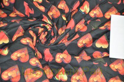 Курточная стеганная ткань с сердечками (д-1323)