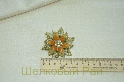 Брошь декоративная "Цветок" (цвет янтарный)