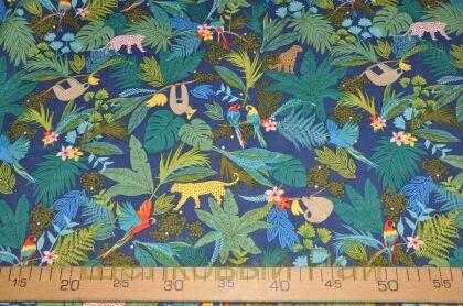 Хлопок-лен с попугаями (к-47)