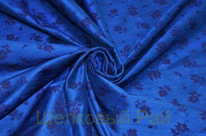 Тафта синяя шелковая шантунг (б-2)