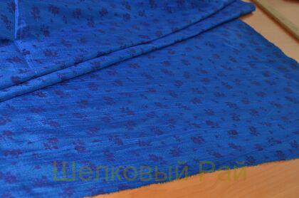 Тафта синяя шелковая шантунг (б-2)