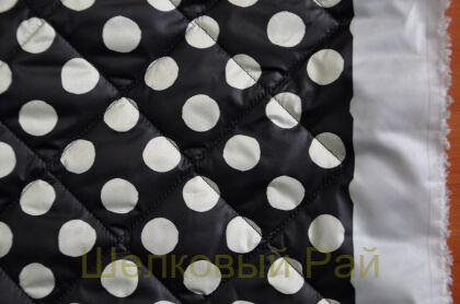 Курточная ткань в белый горошек (д-1324)
