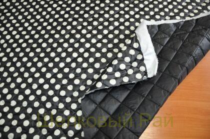 Курточная ткань в белый горошек (д-1324)