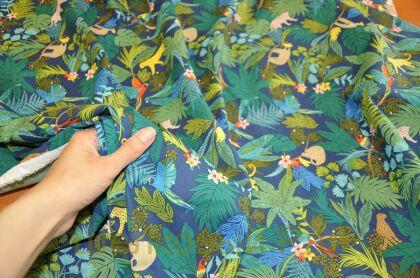 Хлопок-лен с попугаями (к-47)