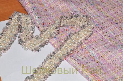 Тесьма для отделки серо-розовая (д-924)