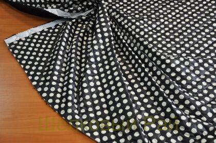 Курточная ткань в белый горошек (д-1324)