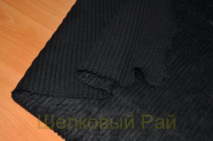 Трикотаж с мехом черный г-411
