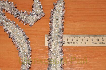 Тесьма для отделки серо-розовая (д-924)