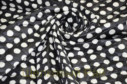 Курточная ткань в белый горошек (д-1324)