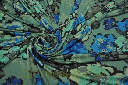 Микрофибра трикотажная цветы зеленые (д-1348)