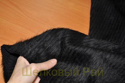 Трикотаж с мехом черный г-411