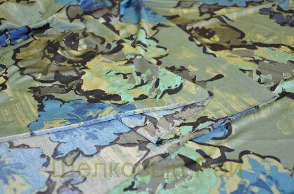 Микрофибра трикотажная цветы зеленые (д-1348)