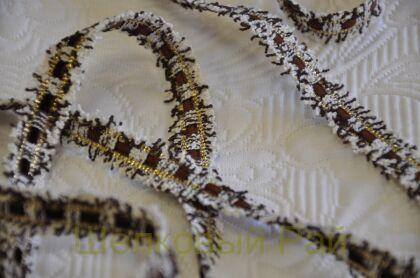 Тесьма коричневая с золотом 1,5 см "Chanel" (д-1443)