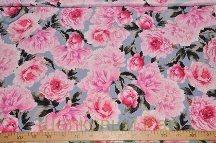 Крепдешин натуральный пионы "Dolce&Gabbana" (д-722)