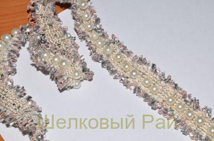 Тесьма для отделки серо-розовая (д-924)