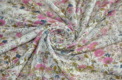 Батист хлопковый (розовые цветочки) (ж-12)