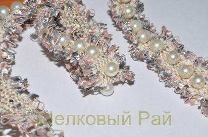 Тесьма для отделки серо-розовая (д-924)