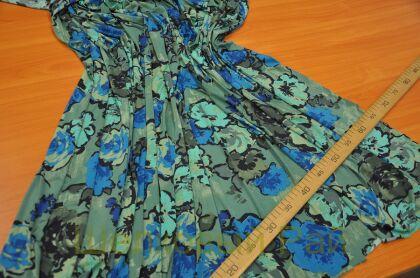 Микрофибра трикотажная цветы зеленые (д-1348)