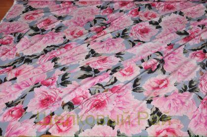 Крепдешин натуральный пионы "Dolce&Gabbana" (д-722)