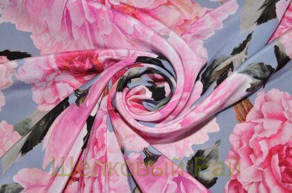 Крепдешин натуральный пионы "Dolce&Gabbana" (д-722)