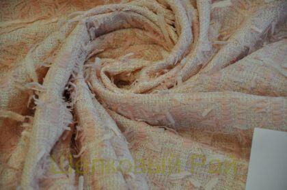 Твид пальтовый с перьями "Chanel" (д-1361)