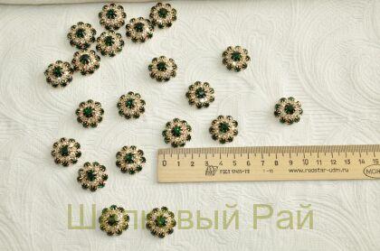 Пуговицы со стразами (К-04) (цвет изумрудный)