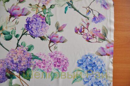 Крепдешин шелковый гортензии (д-1253)