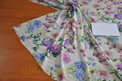 Крепдешин шелковый гортензии (д-1253)