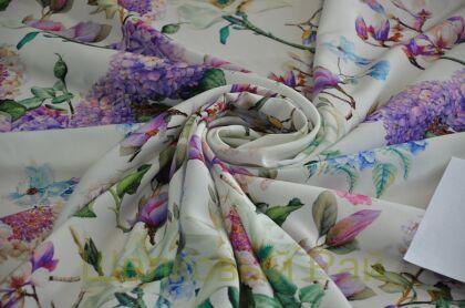 Крепдешин шелковый гортензии (д-1253)