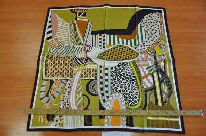 Платок оливковый двухсторонний 90*90 шелк-твил 100% (к-55)