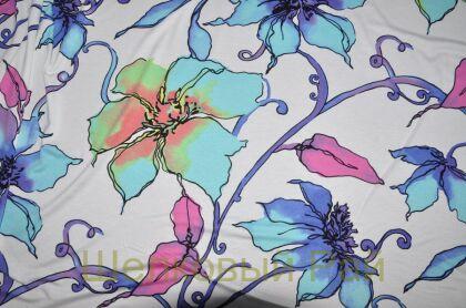 Трикотаж хлопковый цветы (з-11)