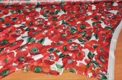 Шелк крепдешин маки "Dolce&Gabbana" (д-731)