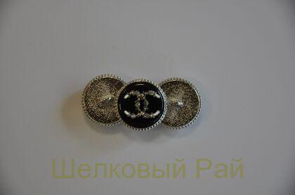 Пуговицы Chanel черные с кристаллами 20 мм (д-1398)