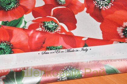 Шелк крепдешин маки "Dolce&Gabbana" (д-731)