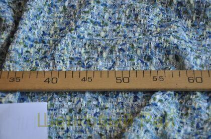 Твид голубой смесовый с пайетками "Chanel" (д-1472)