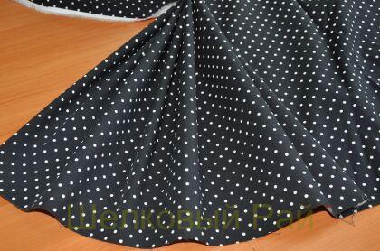 Хлопок в горошек (г-409) (черно-белый)