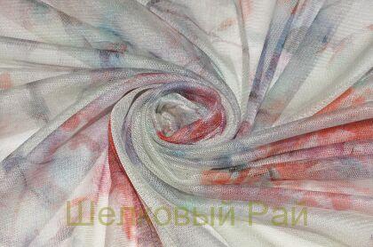 Сетка шелковая стрейч с цветами (д-843)