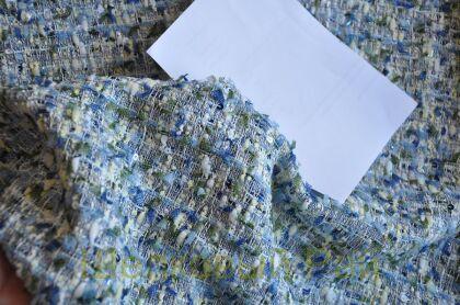 Твид голубой смесовый с пайетками "Chanel" (д-1472)