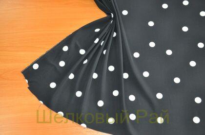 Крепдешин шелк стрейч горох (д-1057)