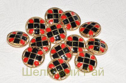 Пуговица круглая черно-красная (д-927)