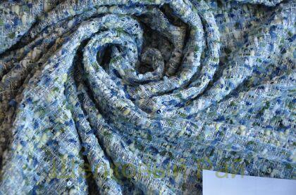 Твид голубой смесовый с пайетками "Chanel" (д-1472)