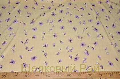 Шелк стрейч желтый в цветочек (д-903)