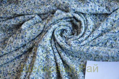 Твид голубой смесовый с пайетками "Chanel" (д-1472)