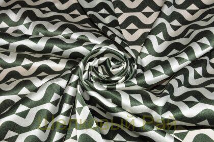 Шелк атласный оливковые зигзаги (д-837)