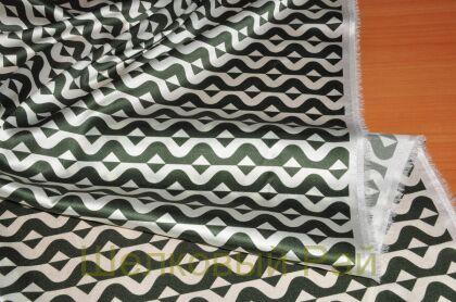 Шелк атласный оливковые зигзаги (д-837)