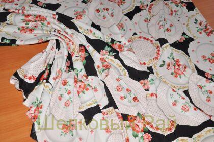 Шелк-стрейч крепдешин тарелки "Dolce&Gabbana" (д-628)