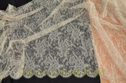 Тонкое кружево "Solstiss" (цвет кремовый) (б-229)