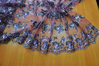 Сетка с сиреневыми пайетками (а-53)