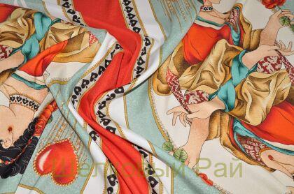 Крепдешин шелковый с картами"D&G" (д-529)