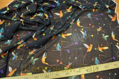 Шифон шелковый птицы колибри (д-1294)